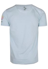 Brave Soul - T-Shirt Bawełniany Błękitny z Nadrukiem, MIAMI BEACH, Okrągły Dekolt -BRAVE SOUL. Okazja: na co dzień. Kolor: niebieski. Materiał: bawełna. Wzór: nadruk. Styl: casual #2