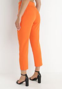 Born2be - Pomarańczowe Spodnie Fynthi. Stan: podwyższony. Kolor: pomarańczowy. Materiał: tkanina. Wzór: gładki, aplikacja. Styl: klasyczny #4