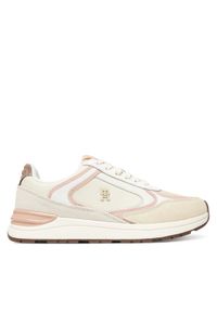 TOMMY HILFIGER - Tommy Hilfiger Sneakersy Casual Fashion Runner Mix FW0FW08693 Écru. Okazja: na co dzień. Materiał: skóra