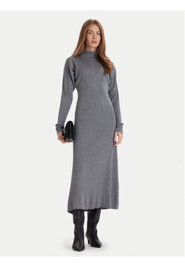 BOSS Sukienka dzianinowa Forbini 50548520 Szary Regular Fit. Kolor: szary. Materiał: wełna