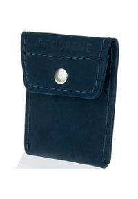 Skórzana bilonówka coin wallet BRODRENE CW02 granatowa. Kolor: niebieski. Materiał: skóra #1