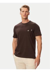 Beverly Hills Polo Club T-Shirt P-SS26M-TS414000 Brązowy Regular Fit. Typ kołnierza: polo. Kolor: brązowy. Materiał: bawełna #1