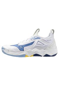 Buty halowe Mizuno Wave Momentum. Kolor: niebieski, biały, wielokolorowy. Model: Mizuno Wave. Sport: bieganie