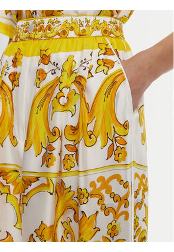 DOLCE & GABBANA - Dolce&Gabbana Spodnie materiałowe FTC63T HI1BE HG3TN Żółty Regular Fit. Kolor: żółty. Materiał: jedwab