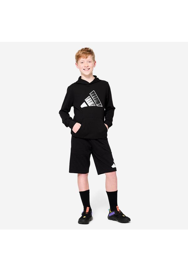 Adidas - Bluza dziecięca ADIDAS z kapturem. Typ kołnierza: kaptur. Kolor: czarny. Materiał: włókno, bawełna