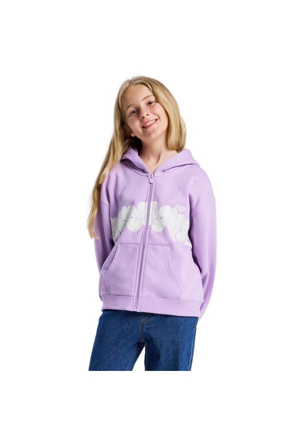 Roxy - Bluza na zamek dla Dziewczynki MIDNIGHT HIKE BRUSHED Fioletowy. Okazja: na co dzień. Typ kołnierza: kaptur. Kolor: fioletowy. Materiał: poliester, bawełna, tkanina. Sezon: lato. Styl: casual