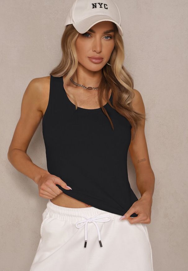 Renee - Czarny Tank Top z Bawełny Basic Emiaris. Okazja: do pracy, na co dzień. Kolor: czarny. Materiał: bawełna. Styl: klasyczny, casual