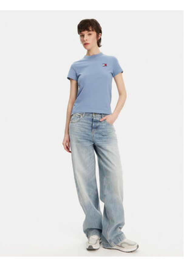 Tommy Jeans T-Shirt DW0DW20153 Niebieski Regular Fit. Kolor: niebieski. Materiał: bawełna