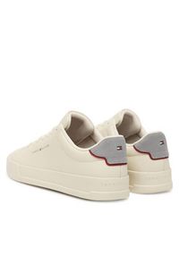 TOMMY HILFIGER - Tommy Hilfiger Sneakersy Th Court Detail Ess FM0FM05367 Écru. Materiał: skóra #4