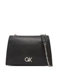 Calvin Klein Torebka Re-Lock Medium Chain LV04F3104G Czarny. Kolor: czarny. Materiał: skórzane