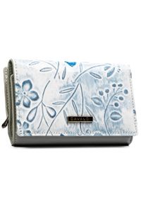 4U CAVALDI - Pojemny portfel damski w kwiaty zamykany na zatrzask - 4U Cavaldi. Wzór: kwiaty #1