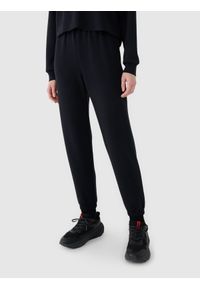 4f - 4F Spodnie dresowe joggery z modalem damskie - czarne L. Kolor: czarny. Materiał: dresówka. Wzór: gładki, ze splotem. Sport: fitness #2