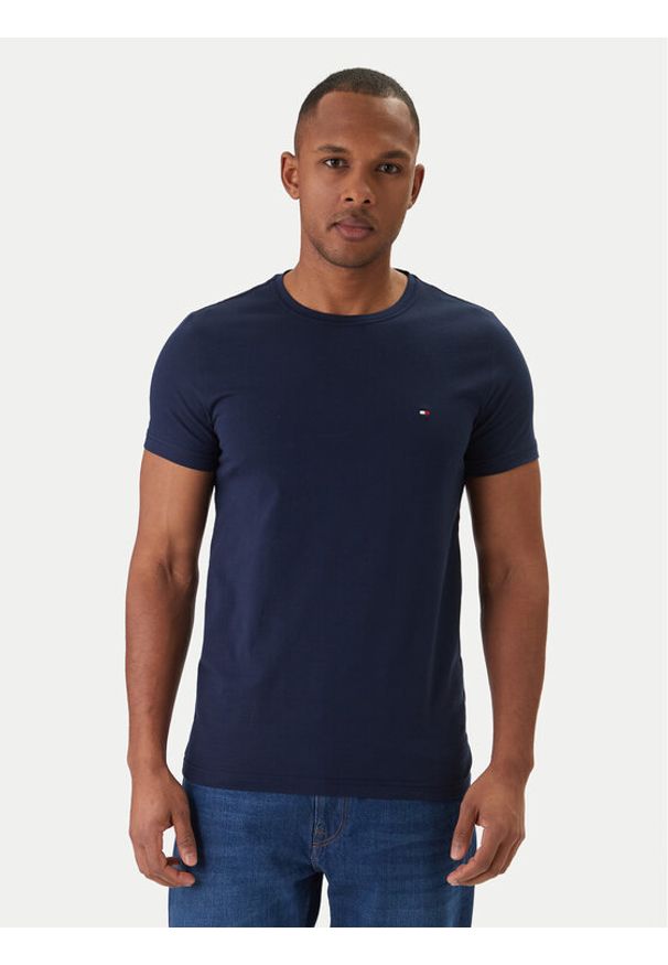 TOMMY HILFIGER - Tommy Hilfiger T-Shirt MW0MW10800 Granatowy Slim Fit. Kolor: niebieski. Materiał: bawełna