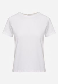 Renee - Biały Bawełniany T-shirt o Gładkim Wykończeniu i Prostym Fasonie Melamene. Okazja: na co dzień. Kolor: biały. Materiał: bawełna. Wzór: gładki. Styl: casual #8