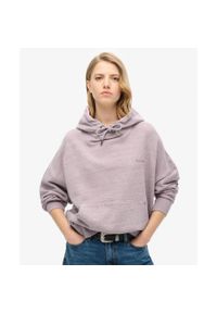 Superdry - Bluza z kapturem Essential Logo Overdyed.. Typ kołnierza: kaptur. Kolor: różowy. Materiał: bawełna #1