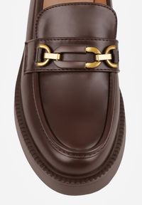 Renee - Brązowe Eleganckie Mokasyny VICES z Aplikacją i Wkładką ze Skóry Naturalnej Arinatta. Kolor: brązowy. Materiał: skóra. Wzór: aplikacja. Styl: elegancki #6