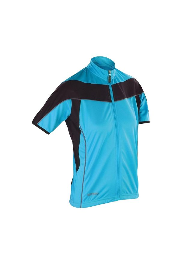 SPIRO - Damska Koszulka Bikewear Performance Z Pełnym Zamkiem Błyskawicznym. Kolor: czarny, niebieski, wielokolorowy. Sport: kolarstwo