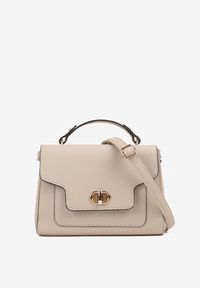 Born2be - Beżowa Torebka Listonoszka z Klapą i Rączką Lanoviela. Kolor: beżowy. Styl: elegancki, casual