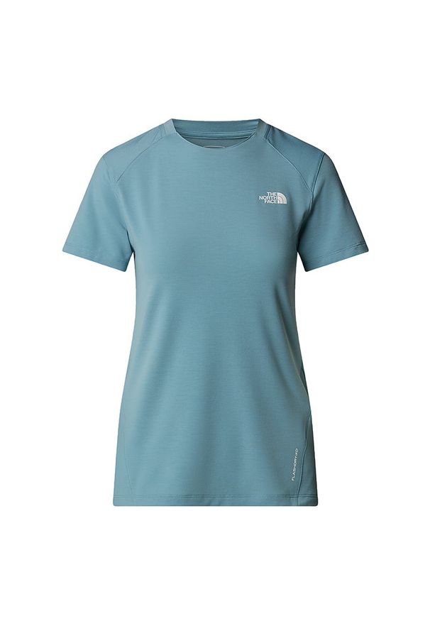 Koszulka damska The North Face Lightning Alpine 0A8BT54261 - niebieska. Kolor: niebieski. Materiał: materiał, poliester, elastan. Długość rękawa: krótki rękaw. Długość: krótkie