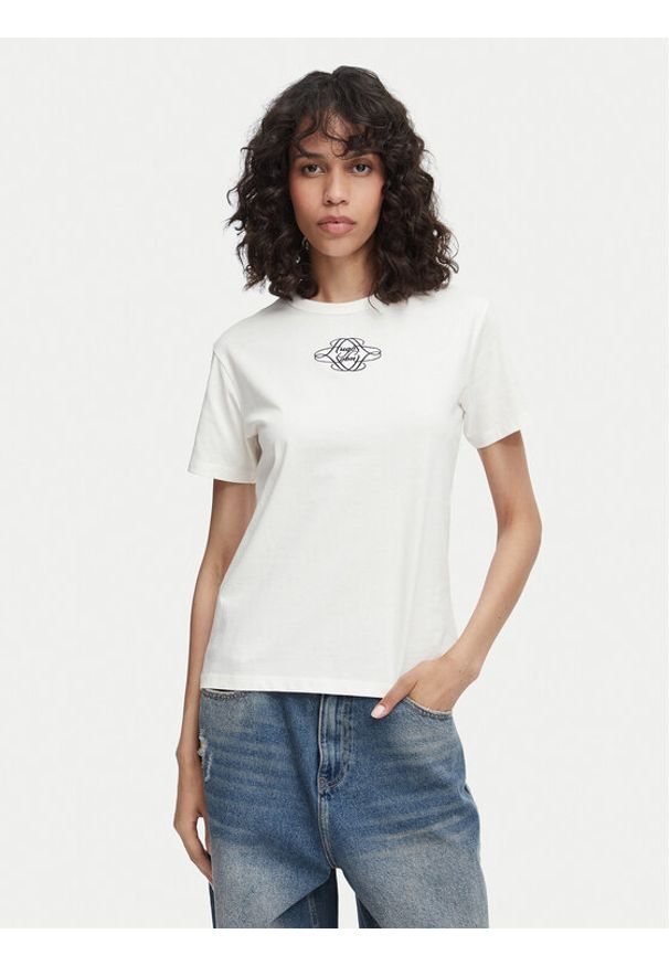 Hugo - HUGO T-Shirt Damacia 8 50573353 Biały Regular Fit. Kolor: biały. Materiał: bawełna