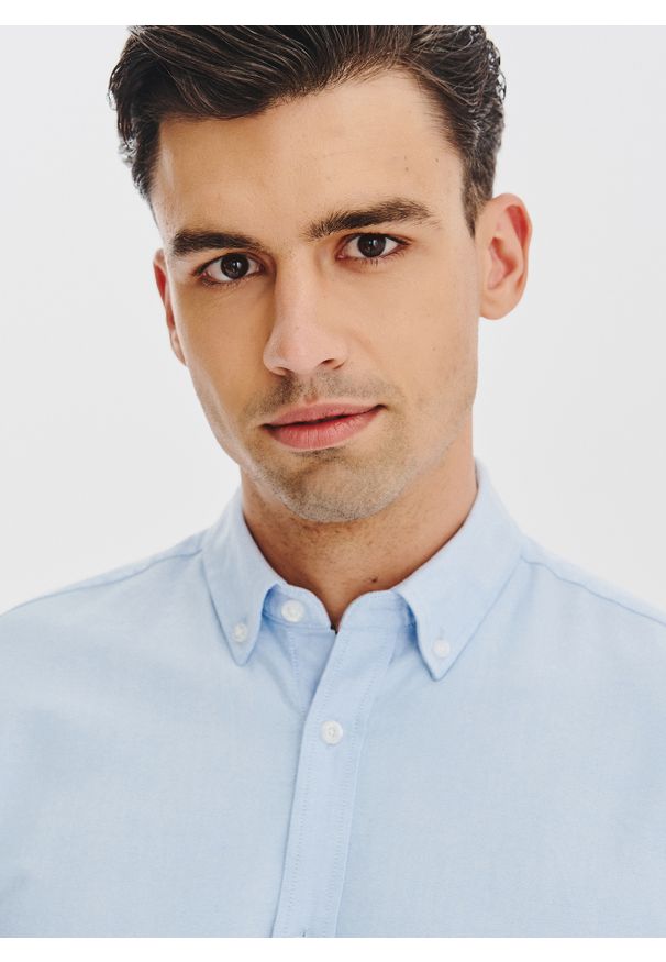 Pako Lorente - Niebieska koszula męska. Typ kołnierza: button down. Kolor: niebieski. Materiał: bawełna. Długość rękawa: długi rękaw. Długość: długie. Wzór: gładki