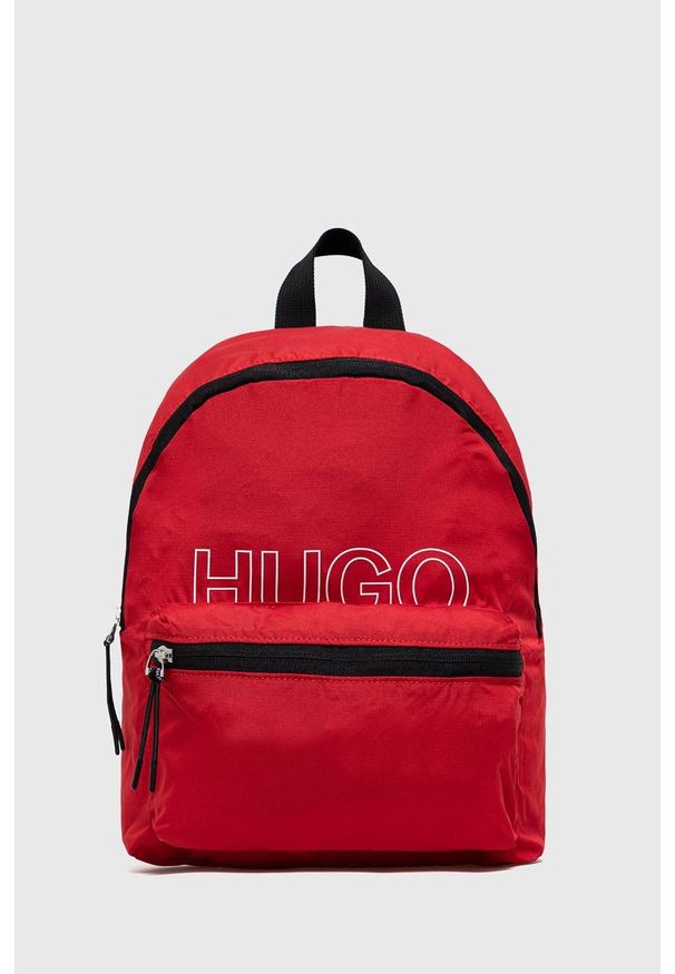Hugo Plecak 50452695 damski kolor czerwony duży z nadrukiem. Kolor: czerwony. Materiał: poliester. Wzór: nadruk