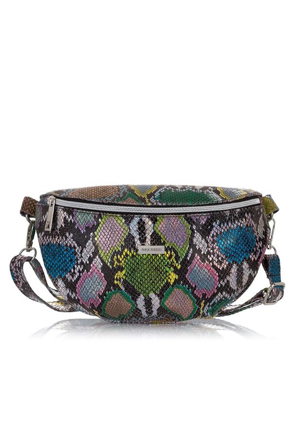 PAOLO PERUZZI - Skórzana saszetka nerka damska Paolo Peruzzi Z-15-L. Wzór: kolorowy, nadruk. Materiał: skórzane