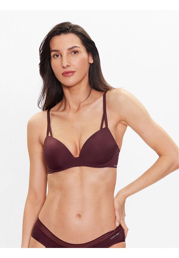 Calvin Klein Underwear Biustonosz push-up 000QF6016E Bordowy. Kolor: czerwony. Materiał: syntetyk. Rodzaj stanika: push-up