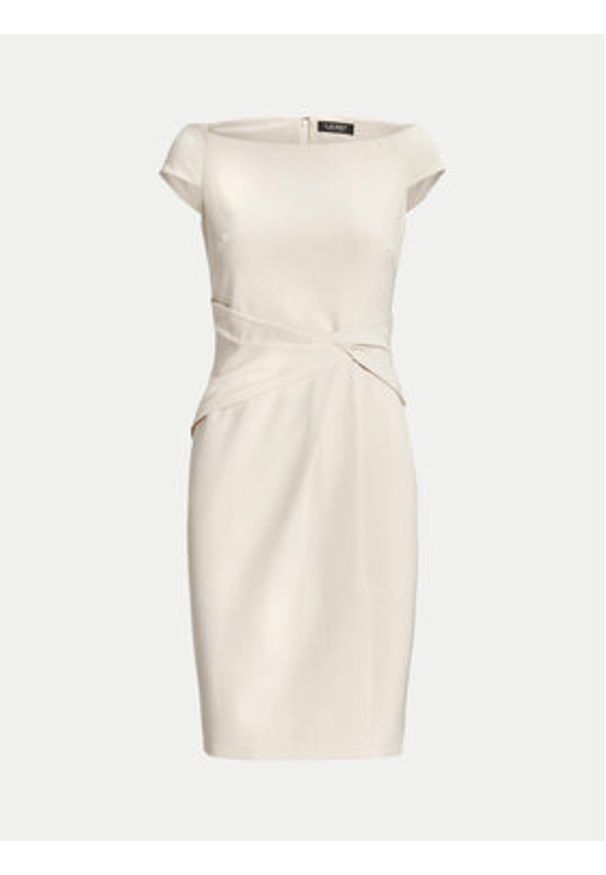 Lauren Ralph Lauren - LAUREN RALPH LAUREN Sukienka koktajlowa 253936389003 Écru Slim Fit. Materiał: syntetyk. Styl: wizytowy