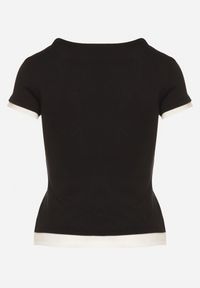 Born2be - Czarny T-shirt z Lnem o Dopasowanym Kroju Salionaria. Okazja: na co dzień. Kolor: czarny. Materiał: len. Styl: klasyczny, casual #6