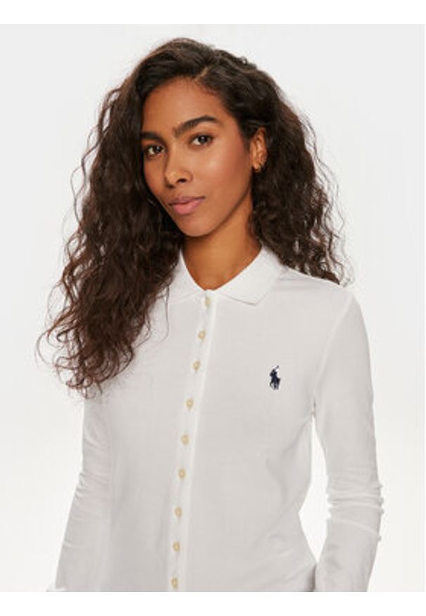 Polo Ralph Lauren Koszula 211941176004 Biały Slim Fit. Typ kołnierza: polo. Kolor: biały. Materiał: bawełna