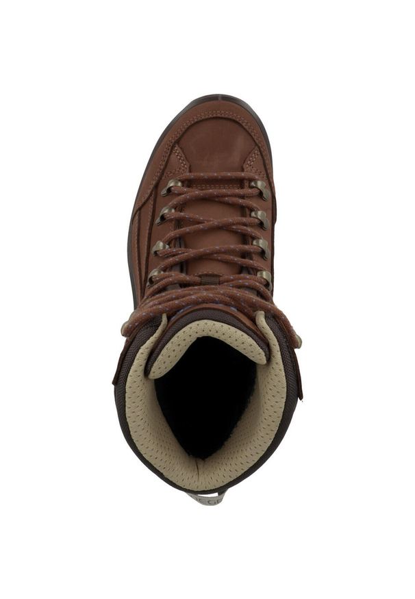 Buty trekkingowe damskie Lowa Renegade Gtx Mid WS. Wysokość cholewki: za kostkę. Zapięcie: sznurówki. Kolor: brązowy. Materiał: guma, skóra, tkanina. Szerokość cholewki: normalna