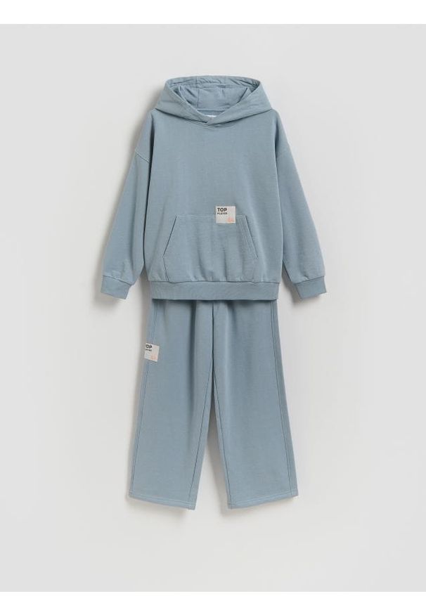 Reserved - Dzianinowy komplet oversize - niebieski. Kolor: niebieski. Materiał: dzianina