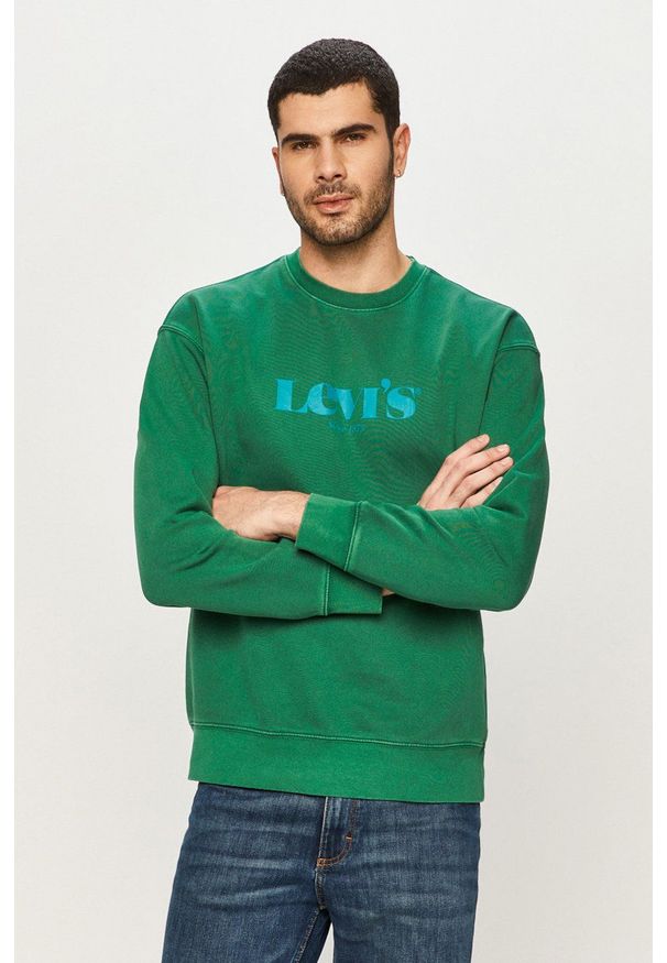 Levi's® - Levi's - Bluza bawełniana. Okazja: na spotkanie biznesowe. Kolor: zielony. Materiał: bawełna. Wzór: nadruk. Styl: biznesowy
