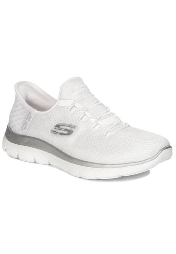 skechers - Buty do chodzenia damskie Skechers Slips-ins Vegan. Kolor: biały. Materiał: materiał, syntetyk. Szerokość cholewki: normalna. Model: Skechers Sport. Sport: turystyka piesza
