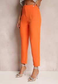 Renee - Pomarańczowe Spodnie Iolona. Stan: podwyższony. Kolor: pomarańczowy. Materiał: tkanina. Wzór: jednolity, aplikacja, gładki. Styl: klasyczny #5