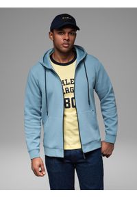 Ombre Clothing - Rozpinana dresowa bluza hoodie w stylu streetwearowym – jasnoniebieska V4 - Rozmiar: XXL. Kolor: niebieski. Materiał: dresówka