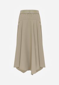 Renee - Zielona Asymetryczna Spódnica o Rozkloszowanym Fasonie z Paskiem z Klamrą Diomeine. Okazja: na co dzień. Kolor: zielony. Długość: krótkie. Styl: casual, elegancki #7