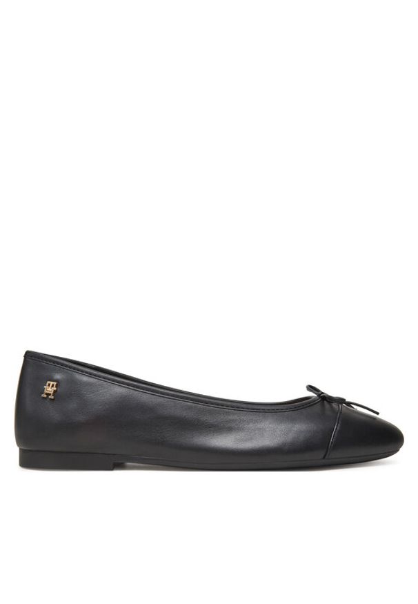 TOMMY HILFIGER - Tommy Hilfiger Baleriny Toe Cap Leather Ballerina FW0FW08759 Czarny. Kolor: czarny. Materiał: skóra