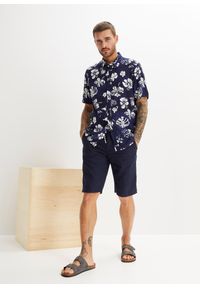 bonprix - Koszula z krótkim rękawem, z wiskozy. Kolor: niebieski. Materiał: wiskoza. Długość rękawa: krótki rękaw. Długość: krótkie. Wzór: nadruk #2
