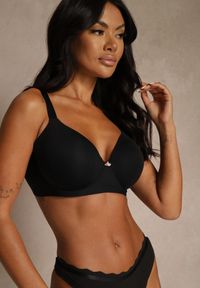 Renee - Czarny Klasyczny Biustonosz o Gładkiej Fakturze Adriaros. Kolor: czarny. Wzór: gładki #7