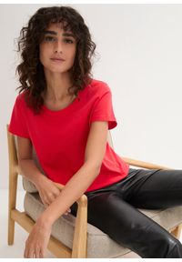 bonprix - Bluzka z okrągłym dekoltem (5 szt.). Kolor: czerwony. Materiał: jersey. Długość rękawa: krótki rękaw. Długość: krótkie #2