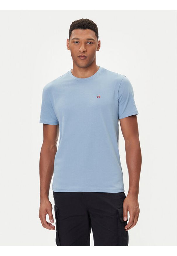 Napapijri T-Shirt Salis NP0A4H8D Niebieski Regular Fit. Kolor: niebieski. Materiał: bawełna