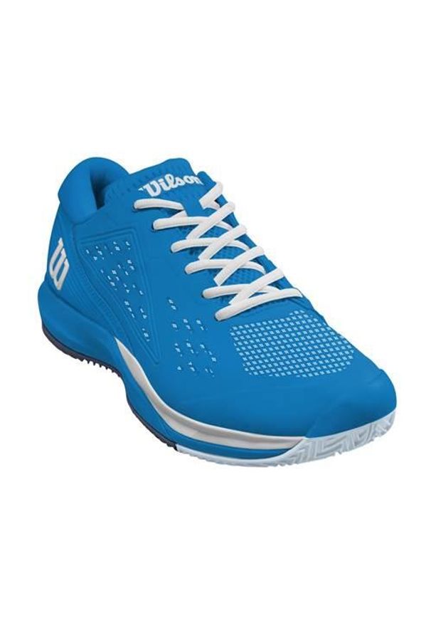 Buty do tenisa męskie Wilson Rush Pro Ace. Zapięcie: sznurówki. Kolor: niebieski. Materiał: guma, syntetyk, tkanina, materiał. Szerokość cholewki: normalna. Sport: tenis
