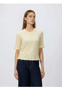 Reserved - Sweter z wiskozą - jasnożółty. Kolor: żółty. Materiał: wiskoza