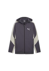 Puma - Męska rozpinana bluza z kapturem EVOSTRIPE PUMA Galactic Gray. Typ kołnierza: kaptur. Kolor: szary. Materiał: materiał