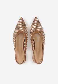 Renee - Brązowe Baleriny Slingback z Plecionki ze Szpiczastym Noskiem Eupheleta. Nosek buta: szpiczasty. Zapięcie: bez zapięcia. Kolor: brązowy. Wzór: haft. Styl: boho #6