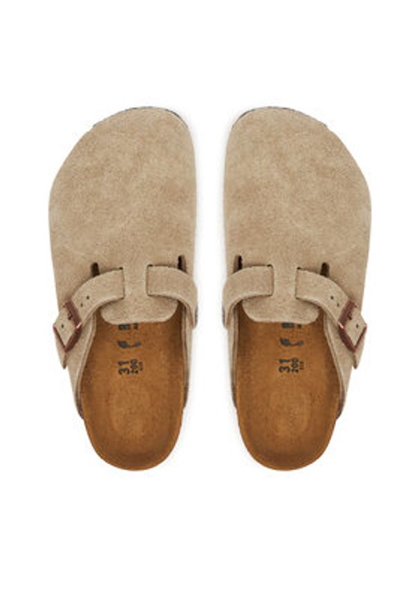 Birkenstock Klapki Boston Kids 1027875 Beżowy. Kolor: beżowy. Materiał: skóra, zamsz