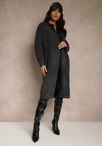 Renee - Ciemnoszary Niezapinany Kardigan z Wełną o Długim Kroju Mevidalla. Okazja: na co dzień. Kolor: szary. Materiał: wełna. Długość: długie. Styl: casual, elegancki