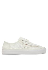 TOMMY HILFIGER - Tommy Hilfiger Sneakersy Th Open Mesh Vulc Sneaker FW0FW08684 Biały. Kolor: biały. Materiał: materiał